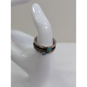 YS INDIA 925 STERLING SILVER TEXTURED TURQUOISE FIDGET RING SIZE 9